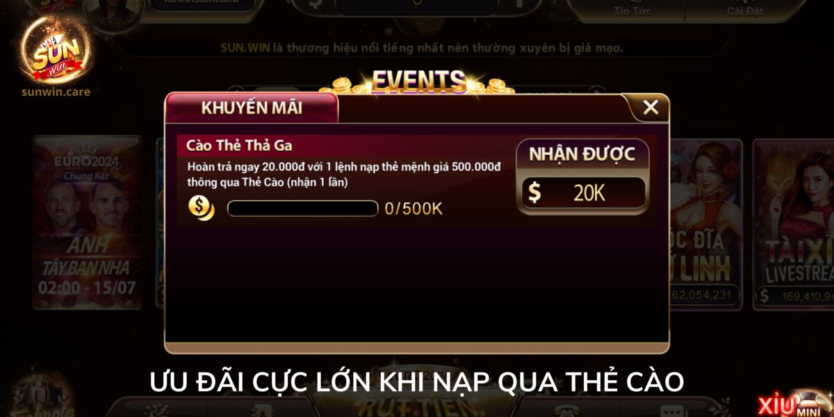 Tổng Hợp 6 Chương Trình Khuyến Mãi Gây Nghiện Tại Sunwin 2 Ưu đãi mới nhất dành cho thành viên nạp tiền qua thẻ cào